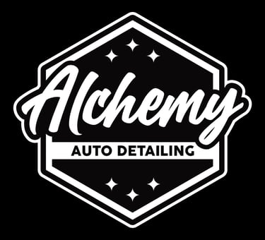 Alchemy Auto Detailing logo for car detailing services in Logan, Ohio.