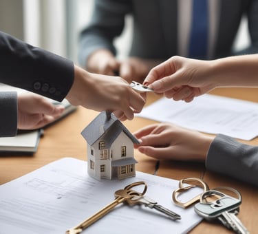 A laptop displaying a website design with the phrase 'Build your dream website.' next to a minimalistic building image. The scene also includes a modern mug and a smartphone placed on a wooden desk.