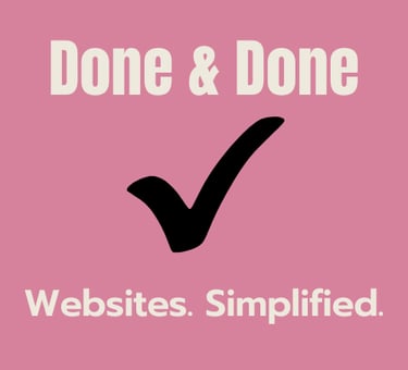 retro-modern pink logo for Done & Done website business with checkmark in the middle