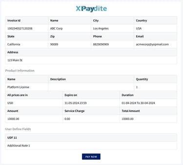 Invoice payment link integration