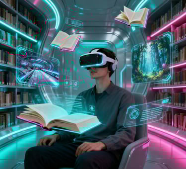 Futuristic concept of reading experiences in virtual and augmented reality