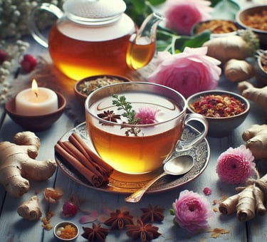 ginger tea in glass teacup