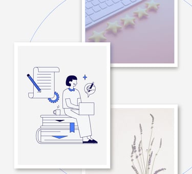 a person sitting at a desk with a keyboard and a computer drafting messaging