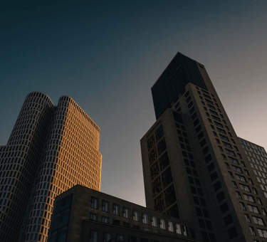 Modern corporate skyscrapers representing senior-level enterprise IT consulting and leadership.