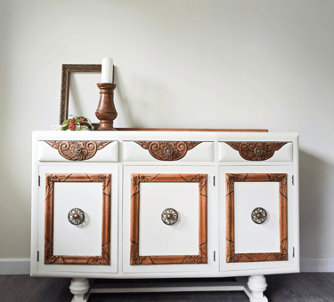 Vintage wooden sideboard painted in Sophie James Cornish Cream by Julia at Absolutely Mintage