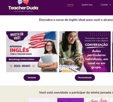 a website page with a picture of a woman in a white shirt