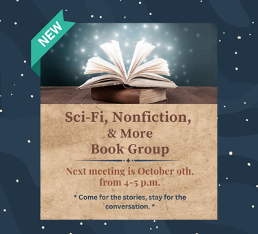 Newest book group meets on October 9th at 4pm