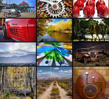 a collage of pictures of different genres. 