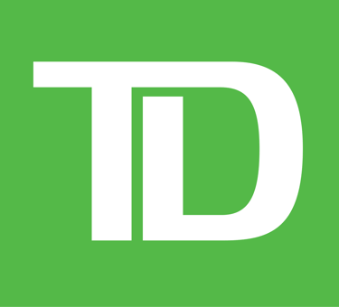 Official TD Bank logo featuring white letters on a green background.