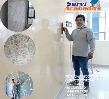 servicios de pintura decorativa, reparación de humedades y estucado en Quito.