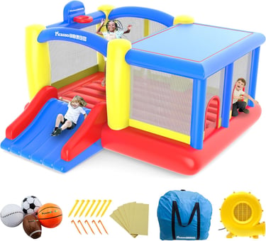 [Upgrade Version] PicassoTiles KC102 12x10 Foot Inflatable Bouncer Jumping Bouncing House, Jump Slid
