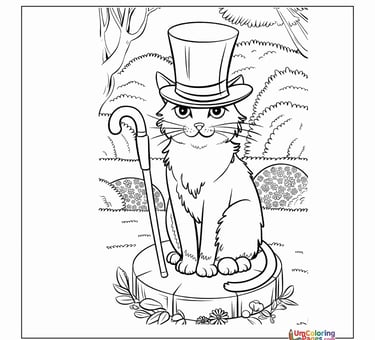 Free cat coloring sheet furry pet animal for children