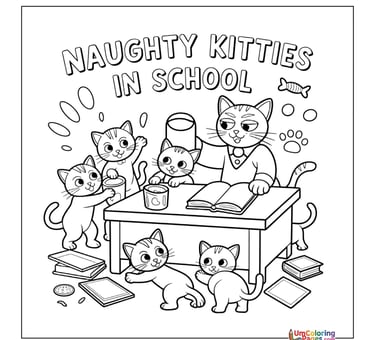 Kitten with yarn coloring template baby cat for kids