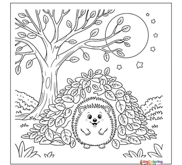 Cartoon hedgehog coloring template pet animal page