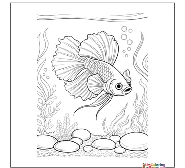 Fish with scales coloring template aquatic pet page