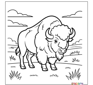 easy buffalo coloring page for children