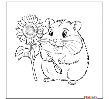 Hamster with cheeks coloring template small animal page