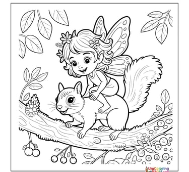 Tree squirrel coloring template forest animal page