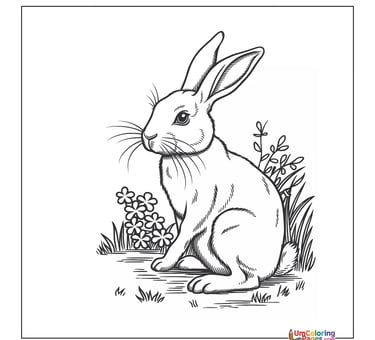 Bunny with long ears outline drawing kids worksheet
