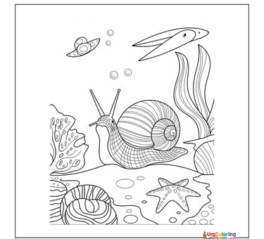 Cartoon snail coloring template garden creature page