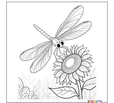 Pond dragonfly coloring page water insect for kids