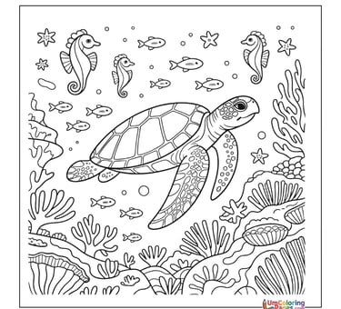 Swimming turtle coloring page water pet for children
