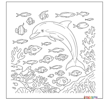 simple dolphin line art coloring page