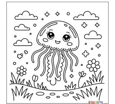 easy jellyfish coloring page for children