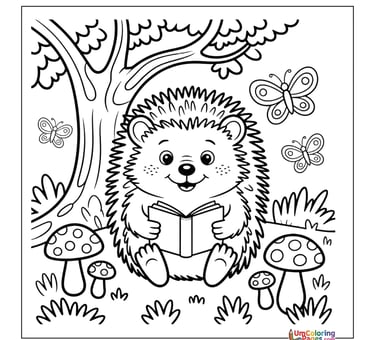 Hedgehog curled up coloring page prickly pet for kids
