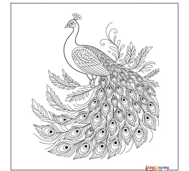 simple peacock line art coloring page