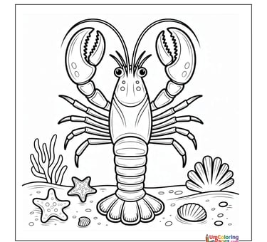 simple lobster line art coloring page