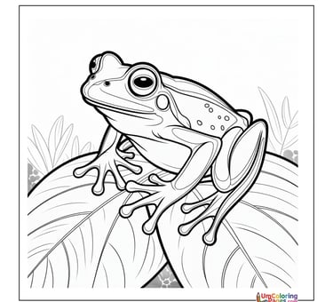 Jumping frog outline drawing kids coloring worksheet