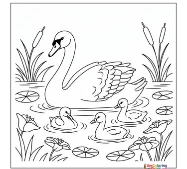 simple swan line art coloring page