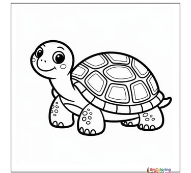 Tortoise with shell pattern coloring page for children