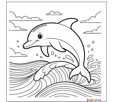 easy dolphin coloring page for children