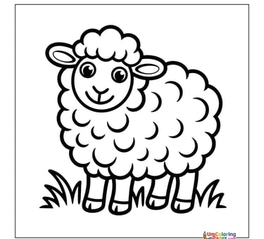 simple sheep line art coloring page