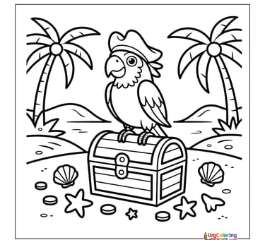 Parrot coloring page tropical bird printable for kids