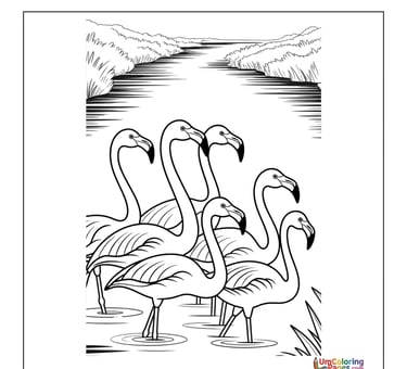 simple flamingo line art coloring page