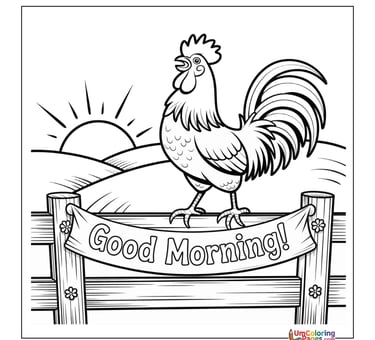 rooster farm animal coloring page