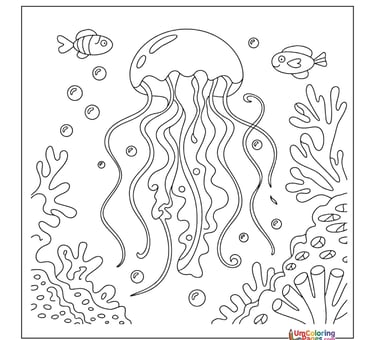 jellyfish ocean animal coloring page