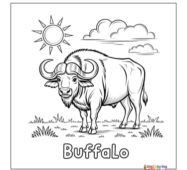 simple buffalo line art coloring page