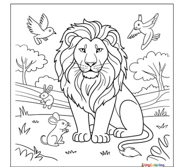 Lion pride coloring template family safari animal