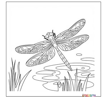 Dragonfly coloring page flying insect printable for kids