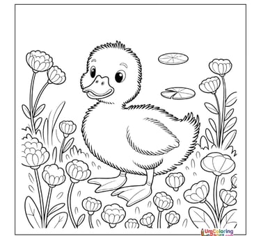 simple duck line art coloring page