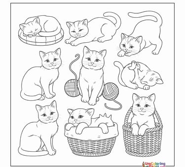 Cat coloring page pet animal printable for kids worksheet