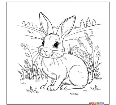 Rabbit coloring page bunny pet printable for kids
