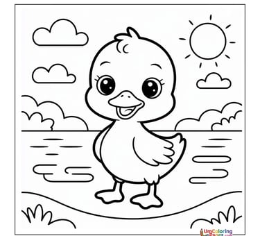 cartoon duckling coloring page