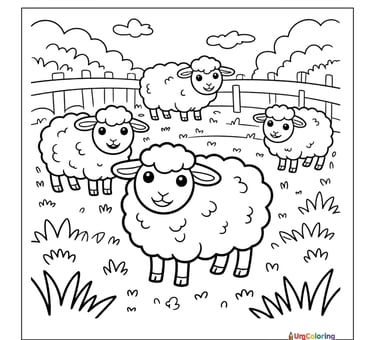 sheep farm animal coloring page