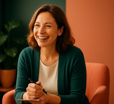 a happy relationship coach with her client