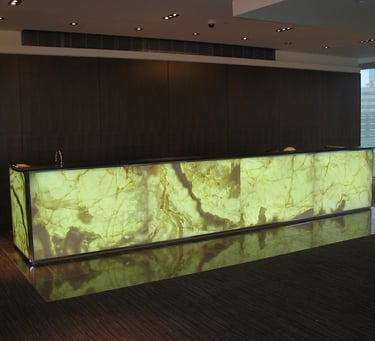 RBC Reception desk, metalwork done by Pengelly Iron Works